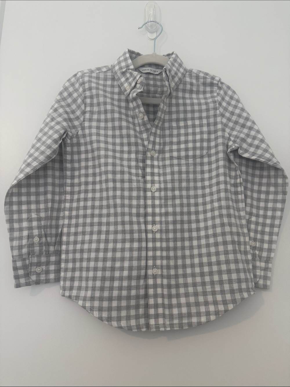 Janie and Jack Gray & White Gingham Button-Down Shirt